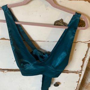 Teal green silk bra top free people